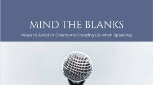 Mind the Blanks online course image with a microphone in blank space